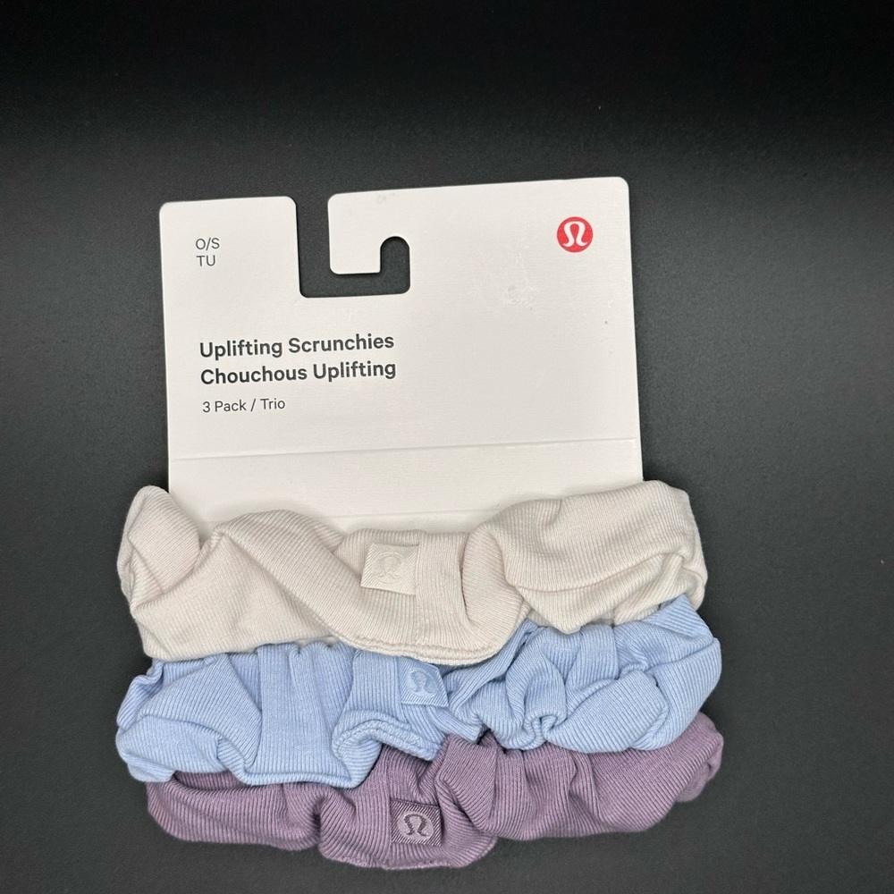 Lululemon Athletica Uplifting Scrunchies in Cream, Blue, and Purple